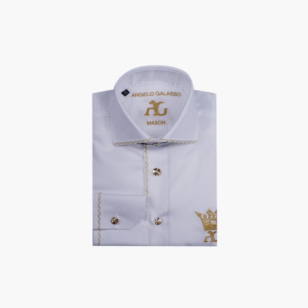 White & Gold Crown Mason Shirt 38