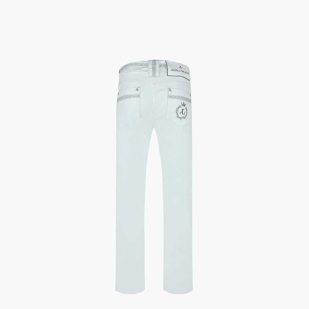 AG White Jeans with Alloro Logo - Angelo Galasso - Luxury Italian Menswear London