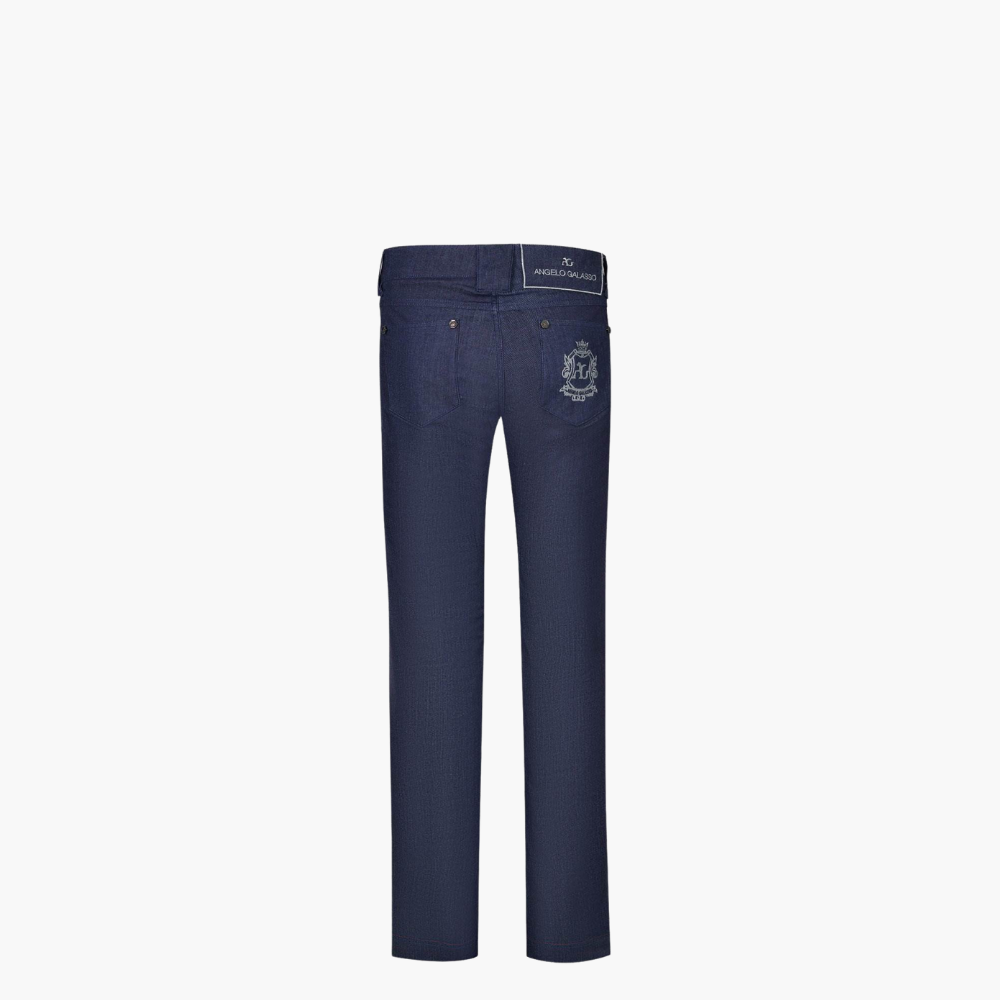 Blue & Silver Cotton Jeans with Shield - Z21MR0401F