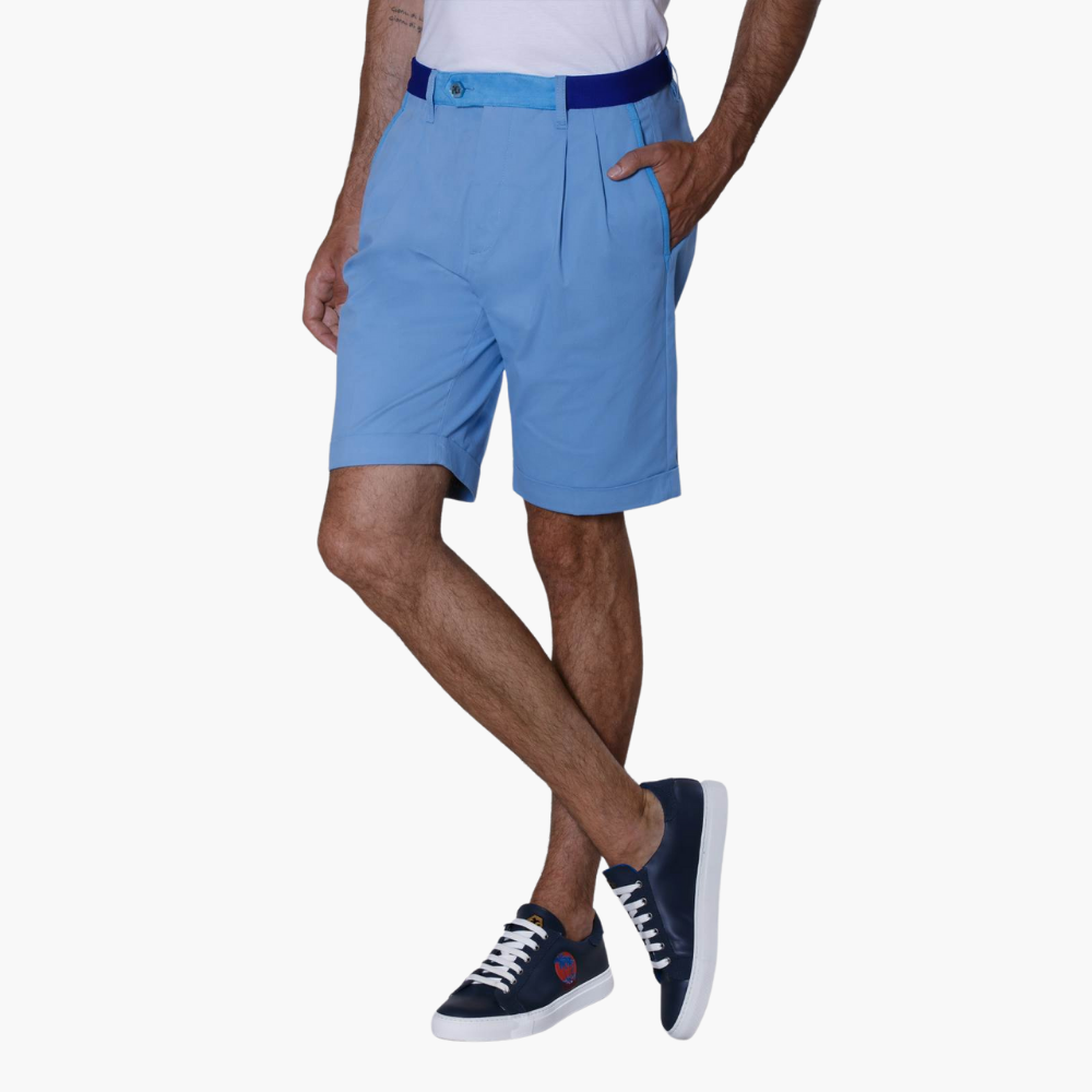 Light Blue Cotton Summer Bermuda - A11MR2601F