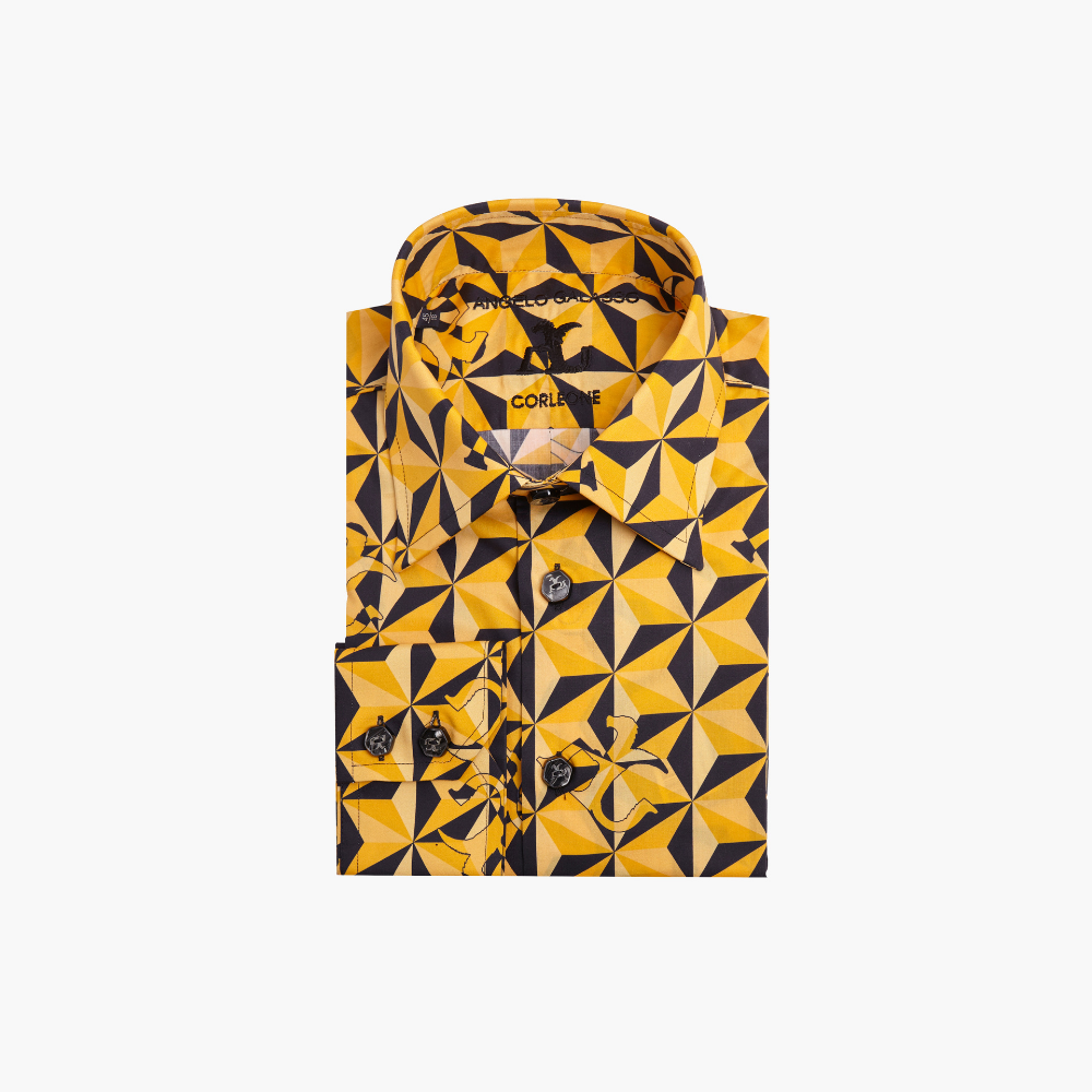 Yellow Geometric Print Corleone Shirt