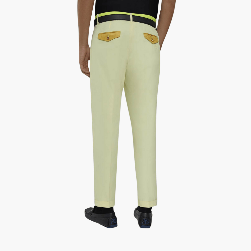 Yellow Double Pleat Chinos - Angelo Galasso - Luxury Italian Menswear London