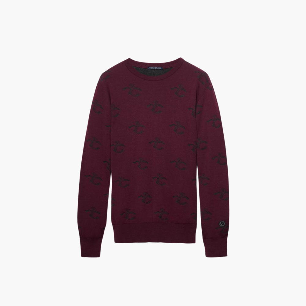 Burgundy Wool & Cashmere Monogram C-Neck - A11MR0708F