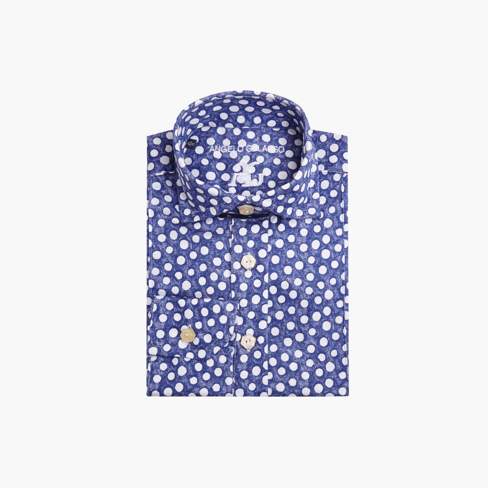 Blue and White Polka Dots Mason Polo