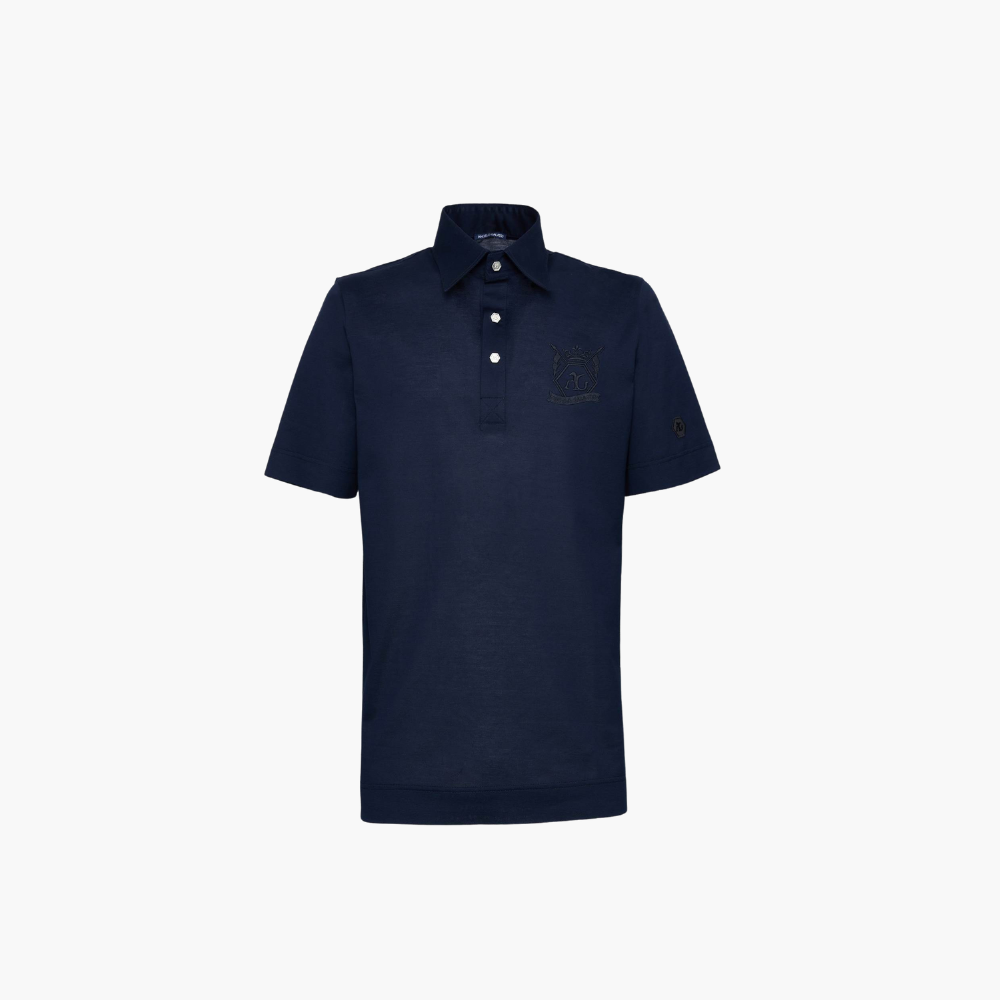 Blue Lisle Thread Polo with Hexagon Crest - Z21MR3504C