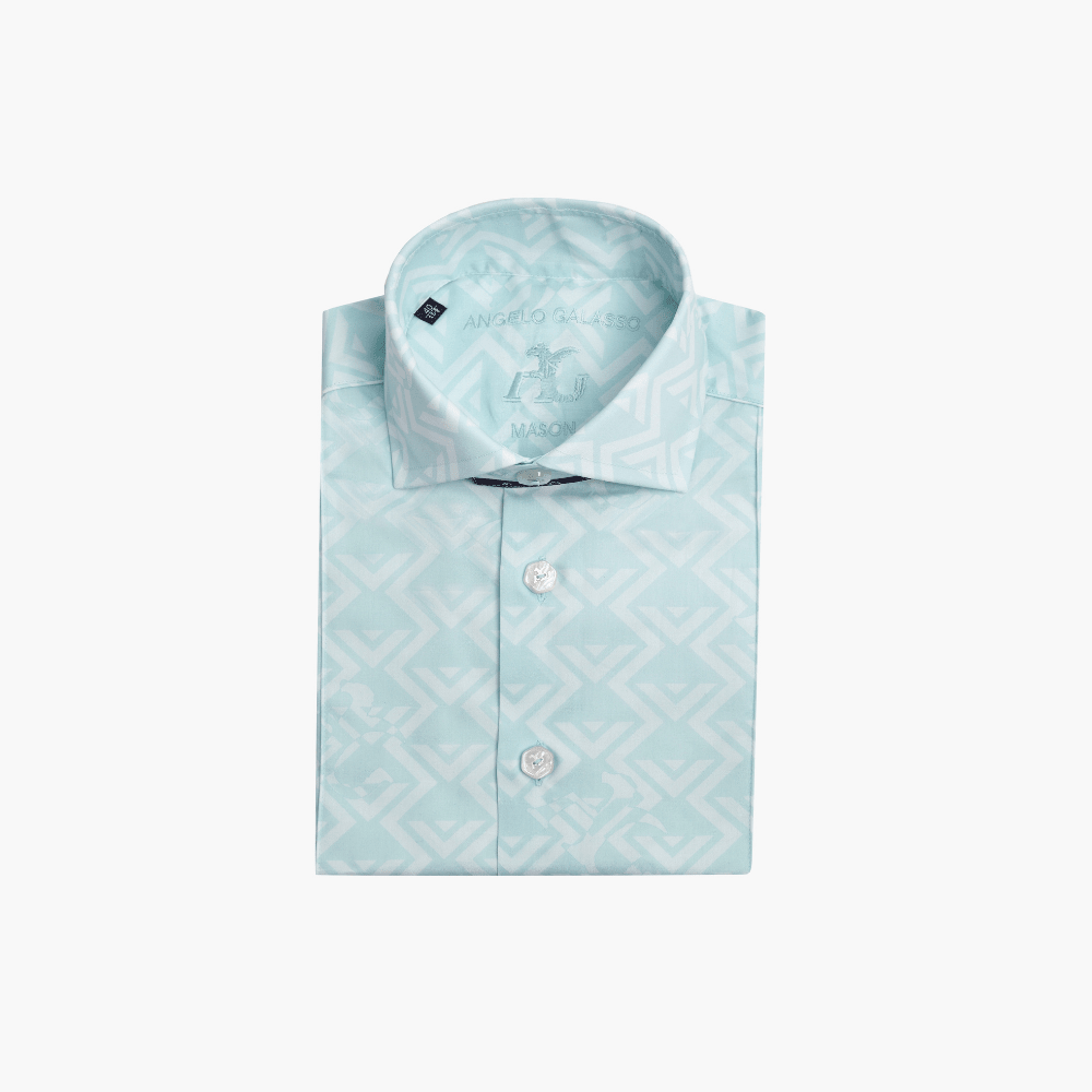 Green Mason AG Pattern Short Sleeves Shirt - Angelo Galasso - Luxury Italian Menswear London