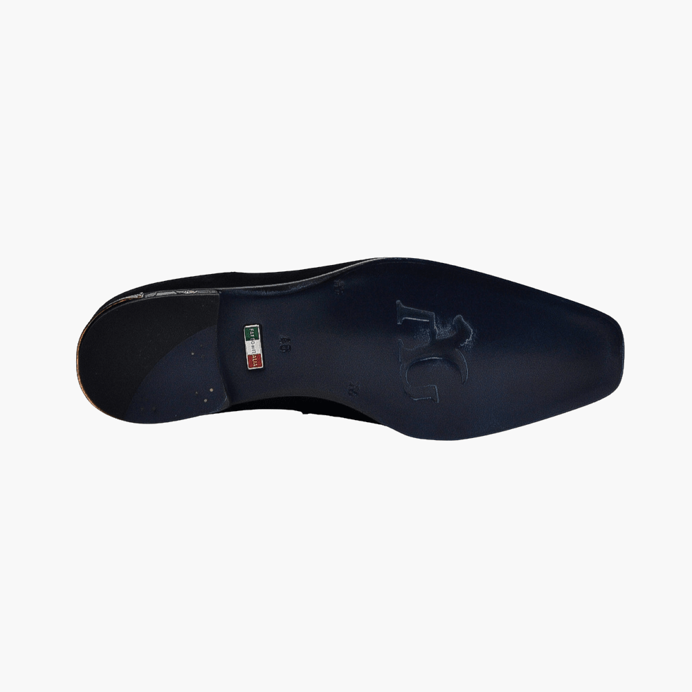 Black Suede Diamond and Gold Slip On Shoes - Angelo Galasso - Luxury Italian Menswear London