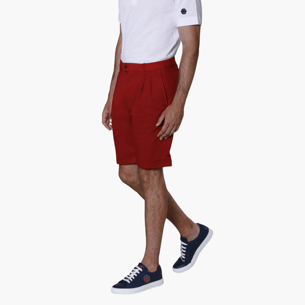 Red Cotton Summer Bermuda - Angelo Galasso - Luxury Italian Menswear London