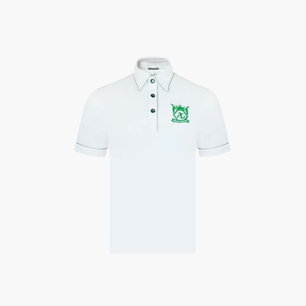 White Hexagonal Green Piping Polo  -