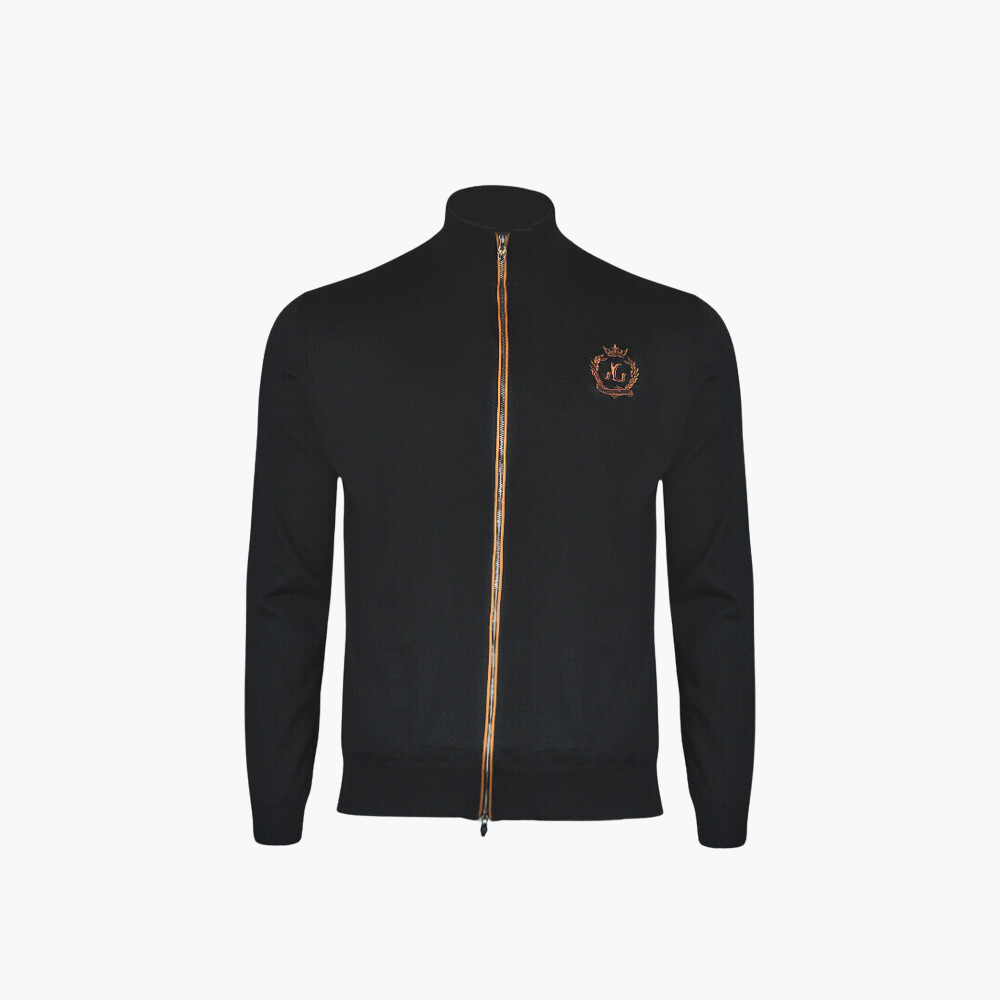 Black Full Zip Cashmere Blend Jumper - AG23W6KNIT03