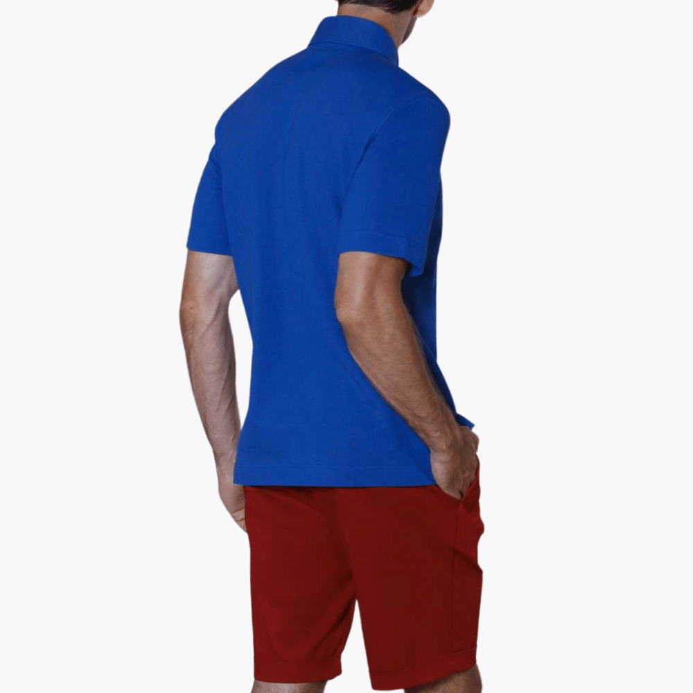 Blue Signature Logo Polo - Angelo Galasso - Luxury Italian Menswear London