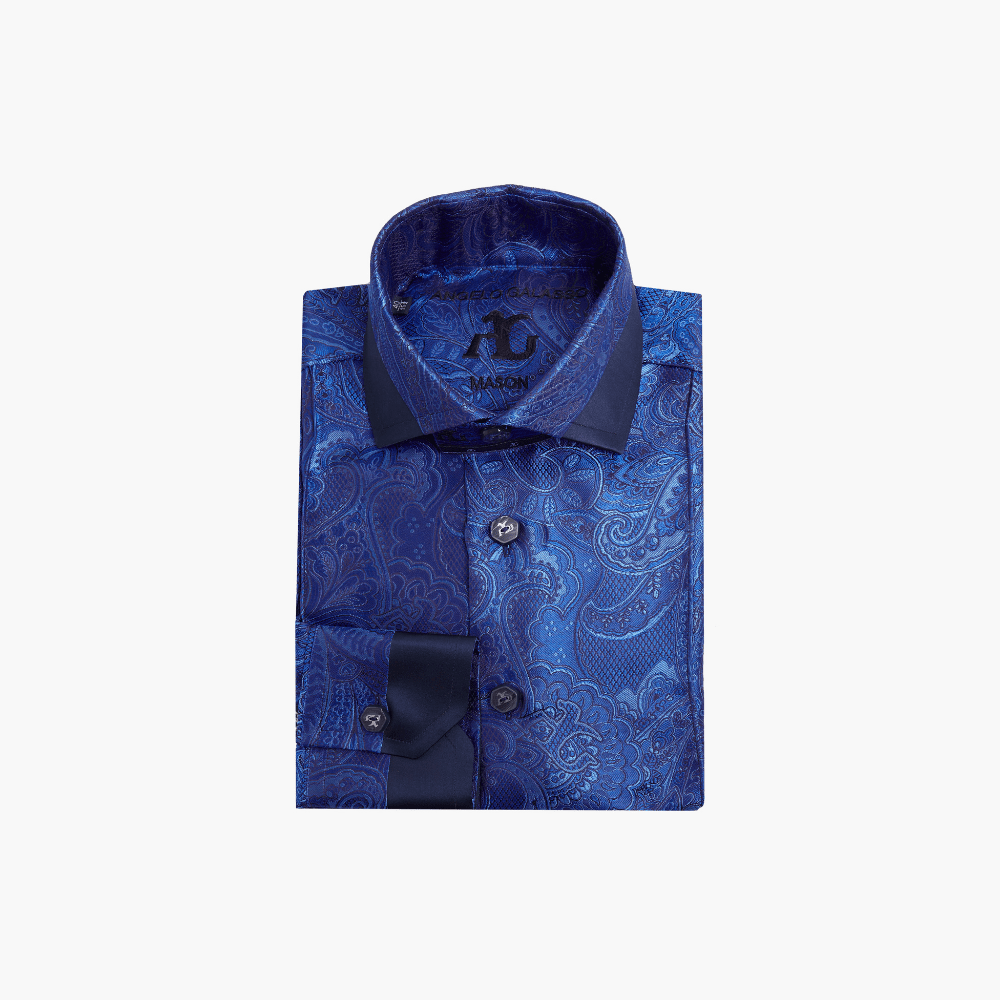 Angelo Galasso Blue Paisley Mason Shirt - Angelo Galasso - Luxury Italian Menswear London
