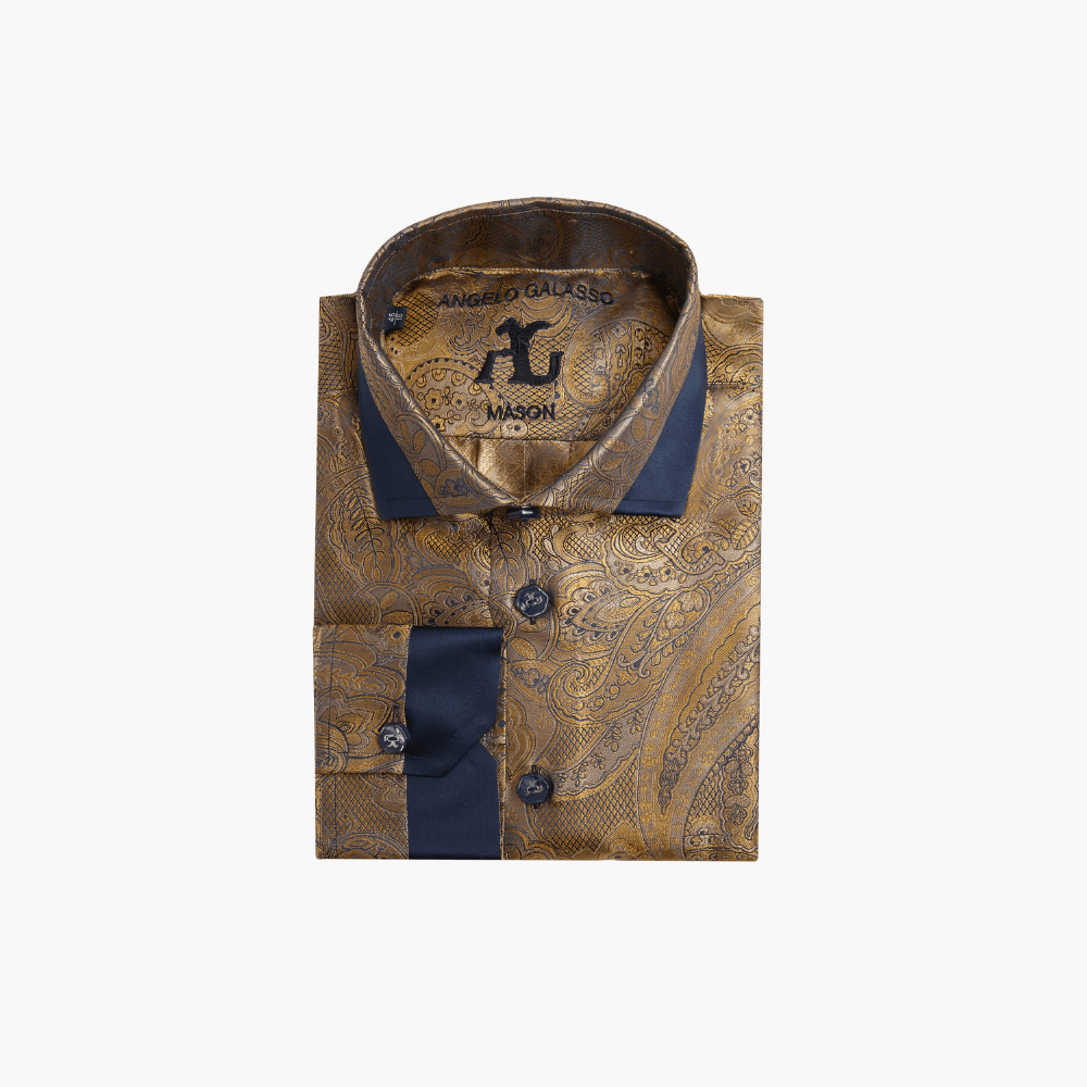 Gold Paisley Mason Shirt - Angelo Galasso - Luxury Italian Menswear London