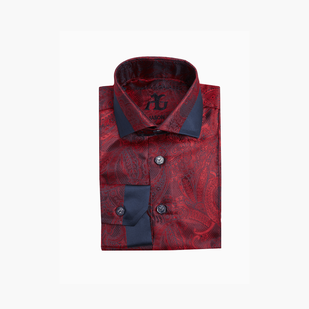 Angelo Galasso Red Paisley Mason Shirt - Angelo Galasso - Luxury Italian Menswear London