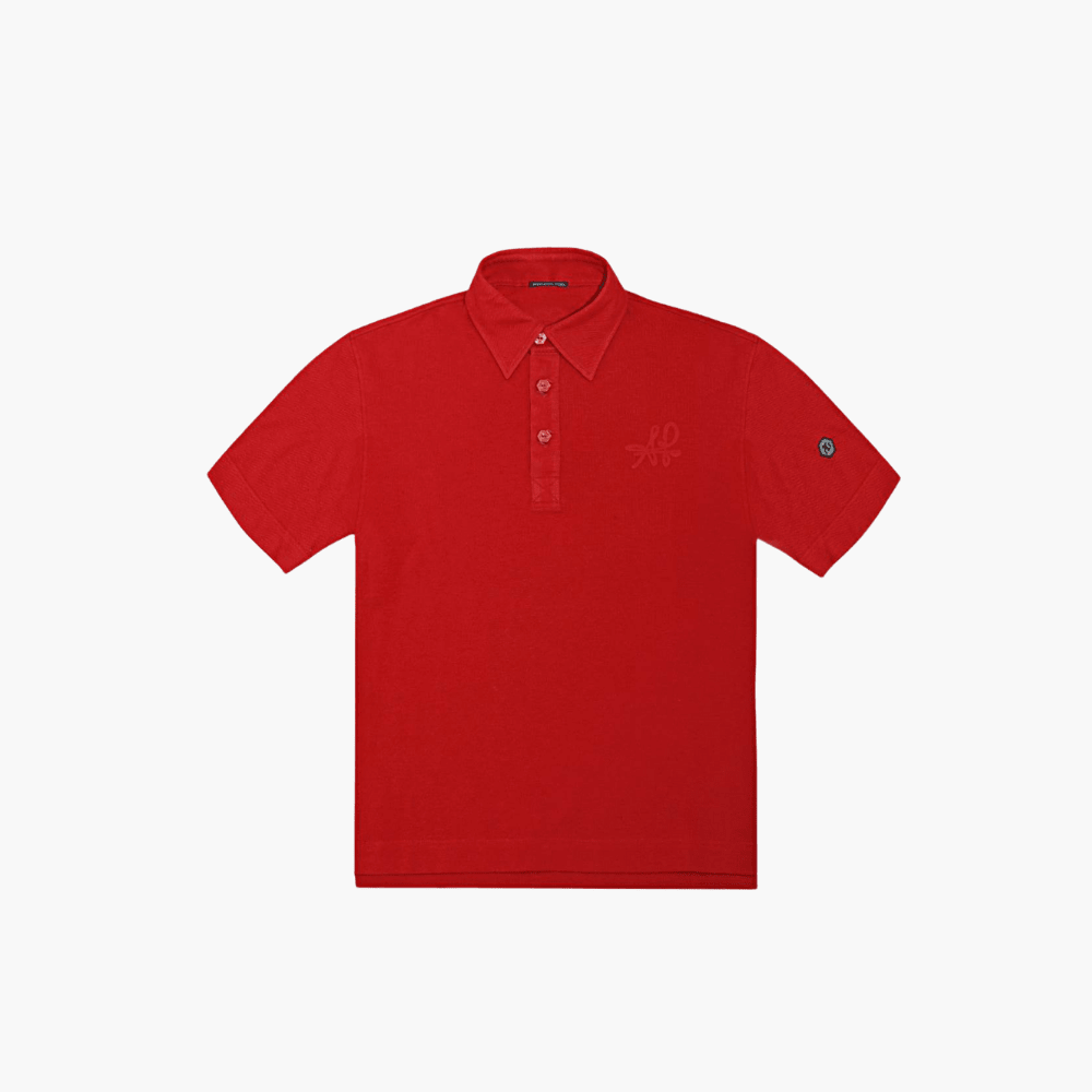 Red Signature Logo Polo - Angelo Galasso - Luxury Italian Menswear London