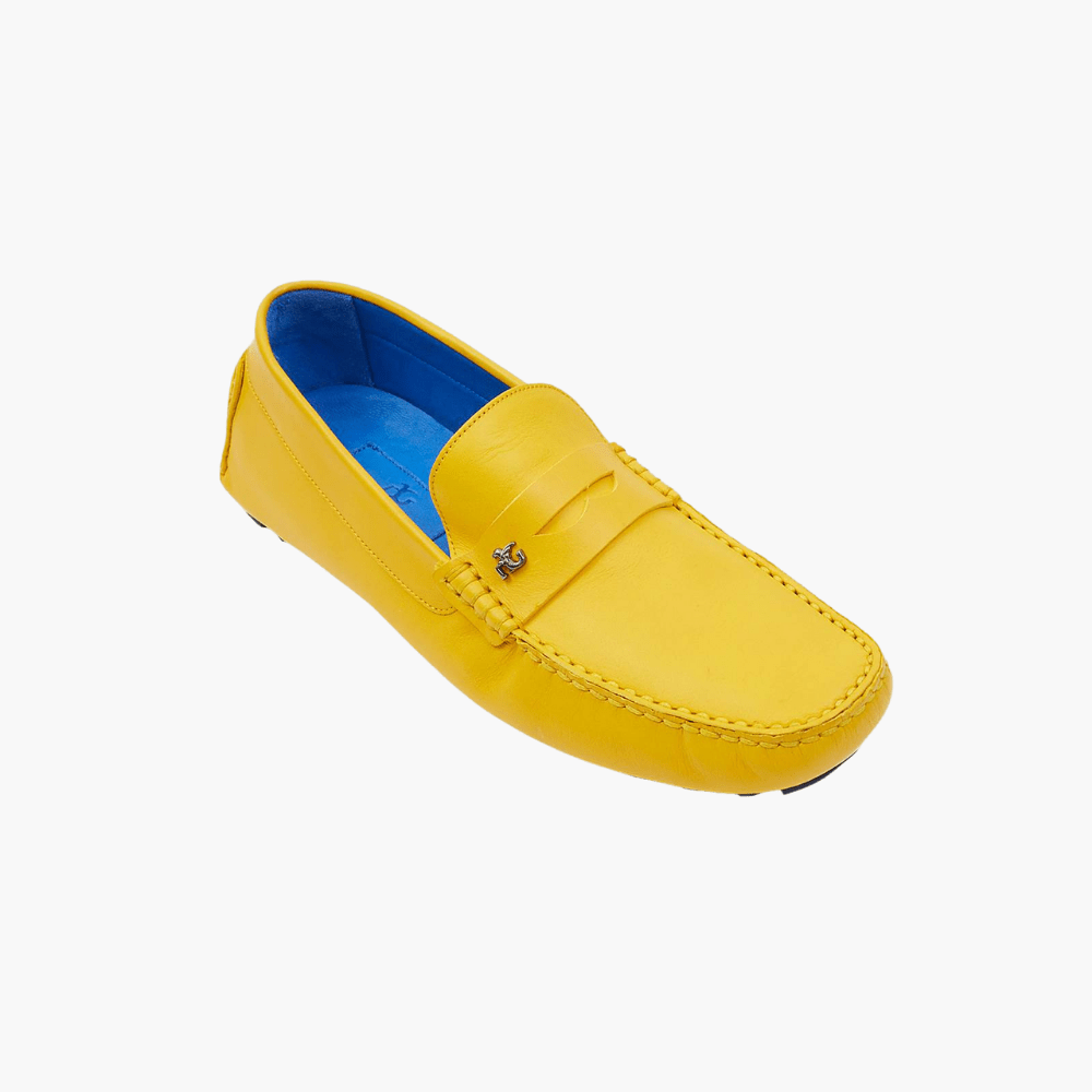 Yellow Calfskin Driver Shoes - Angelo Galasso - Luxury Italian Menswear London