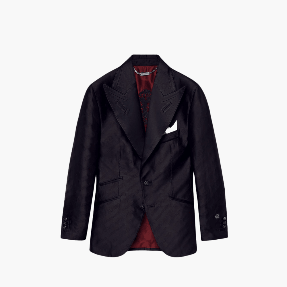 Black AG Monogram Evening Blazer - Angelo Galasso - Luxury Italian Menswear London