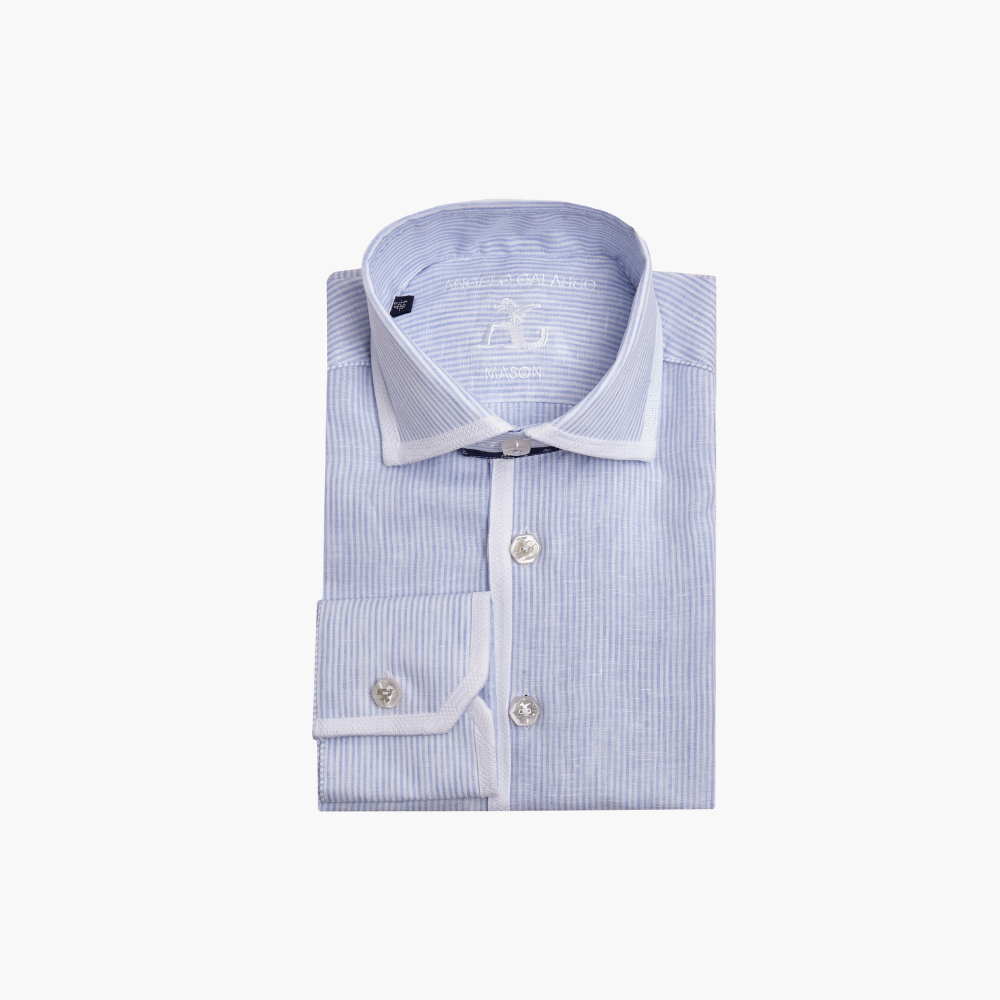 White and Light Blue Striped Mason Shirt -
