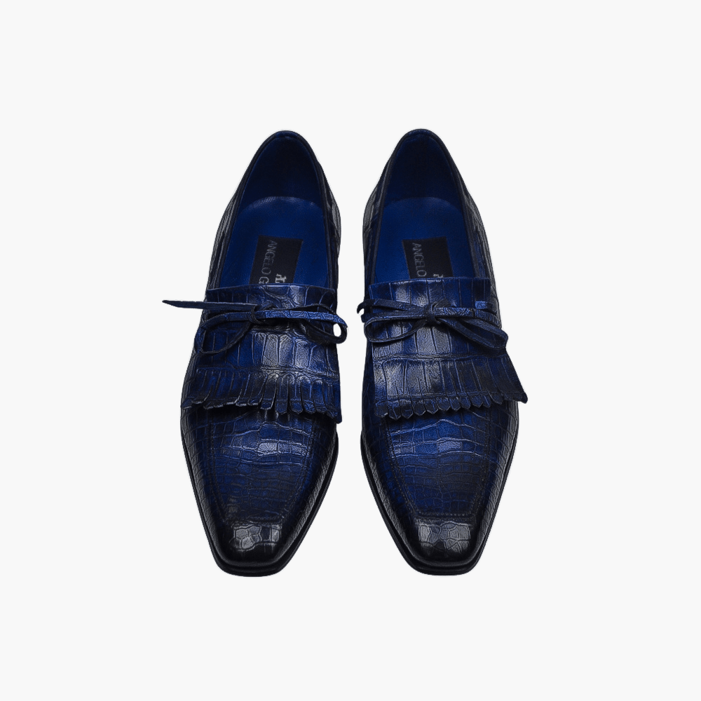 Blue Crocodile Moccasin - Angelo Galasso - Luxury Italian Menswear London