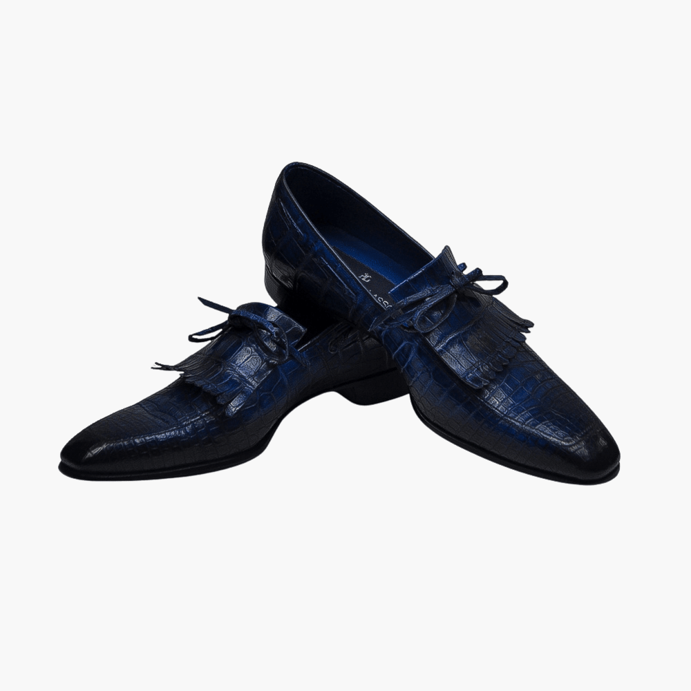 Blue Crocodile Moccasin - Angelo Galasso - Luxury Italian Menswear London