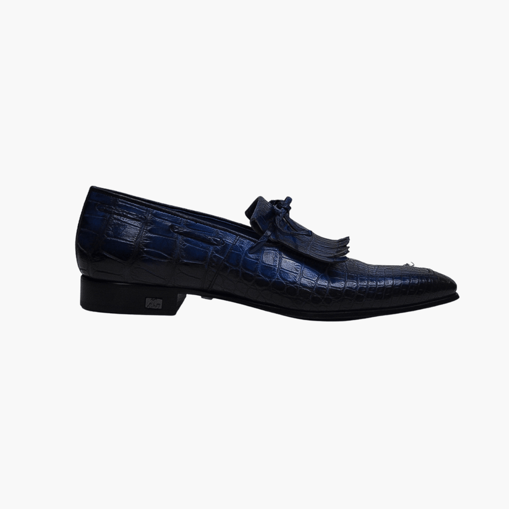 Blue Crocodile Moccasin - Angelo Galasso - Luxury Italian Menswear London