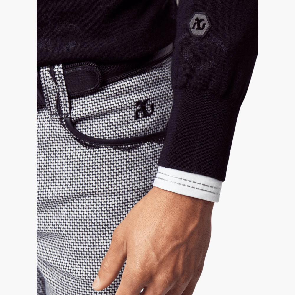Black Wool & Cashmere Monogram V-Neck - Angelo Galasso - Luxury Italian Menswear London
