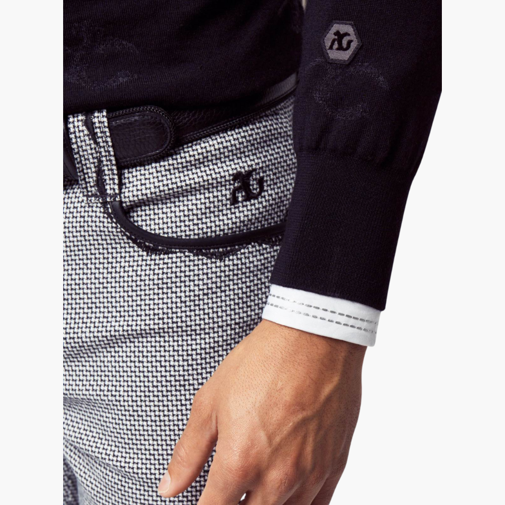 Black Wool & Cashmere Monogram V-Neck - A11MR0709F