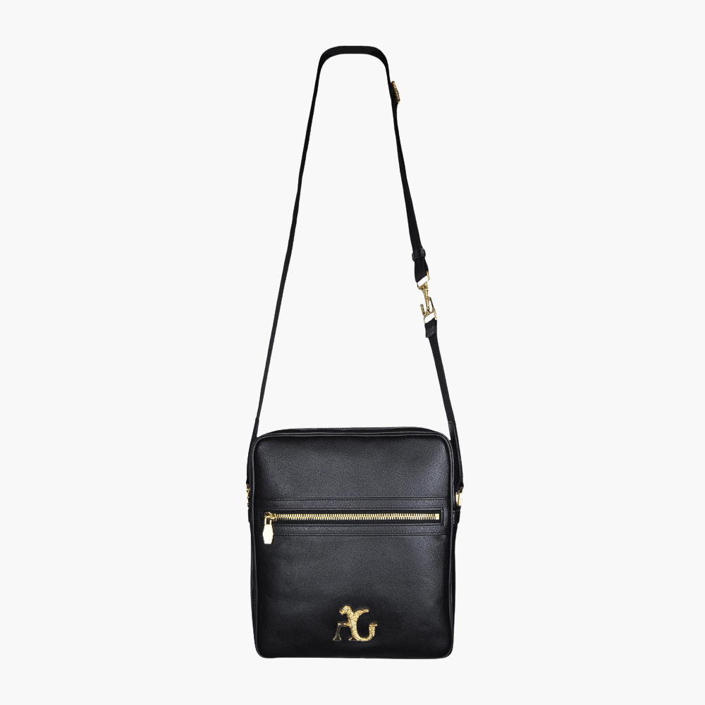 Black Saffiano Leather Messenger Bag - Angelo Galasso - Luxury Italian Menswear London