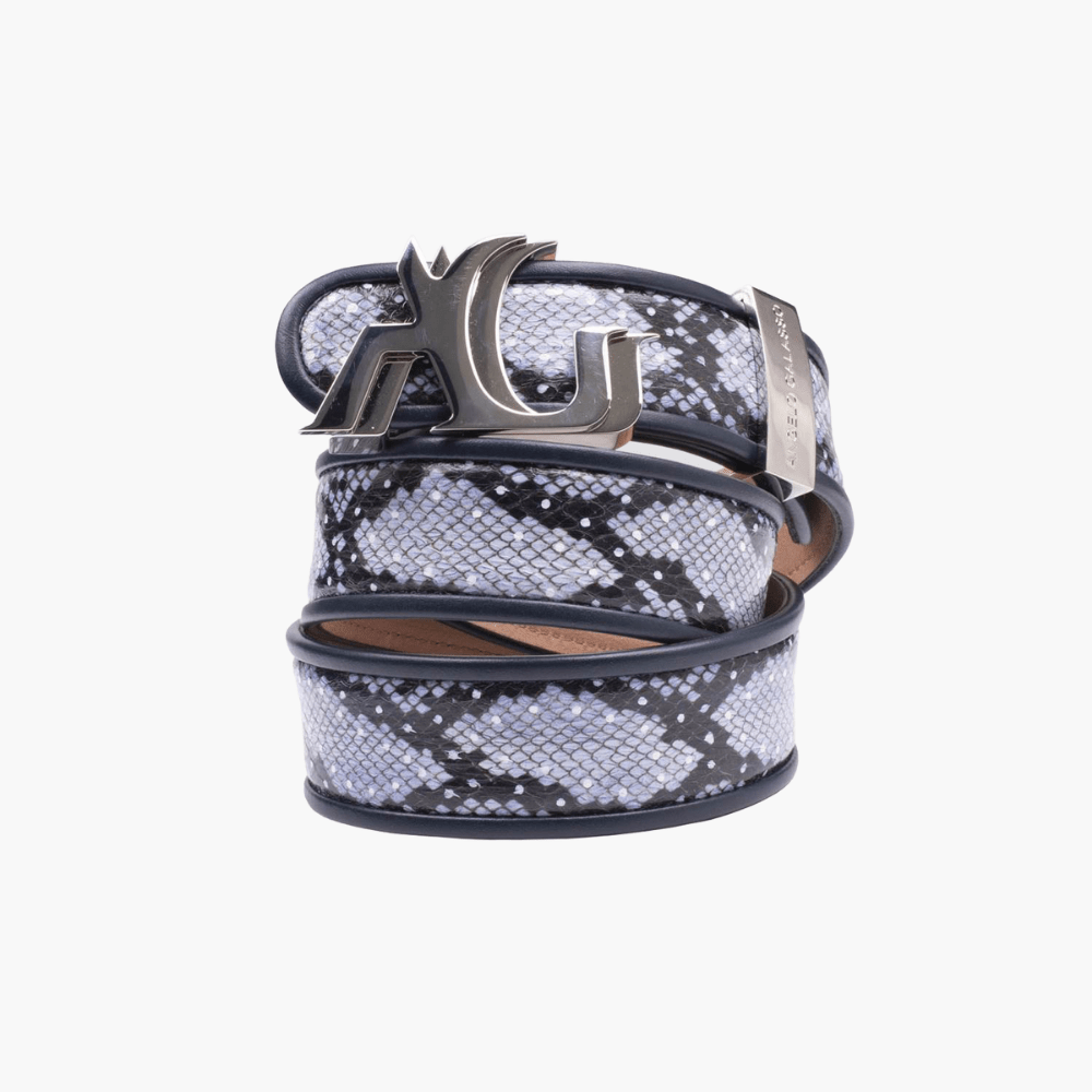 Blue Snake Belt - Angelo Galasso - Luxury Italian Menswear London