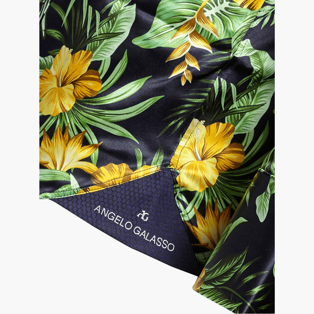 Green Silk Flower Gold Mason Shirt - Angelo Galasso - Luxury Italian Menswear London