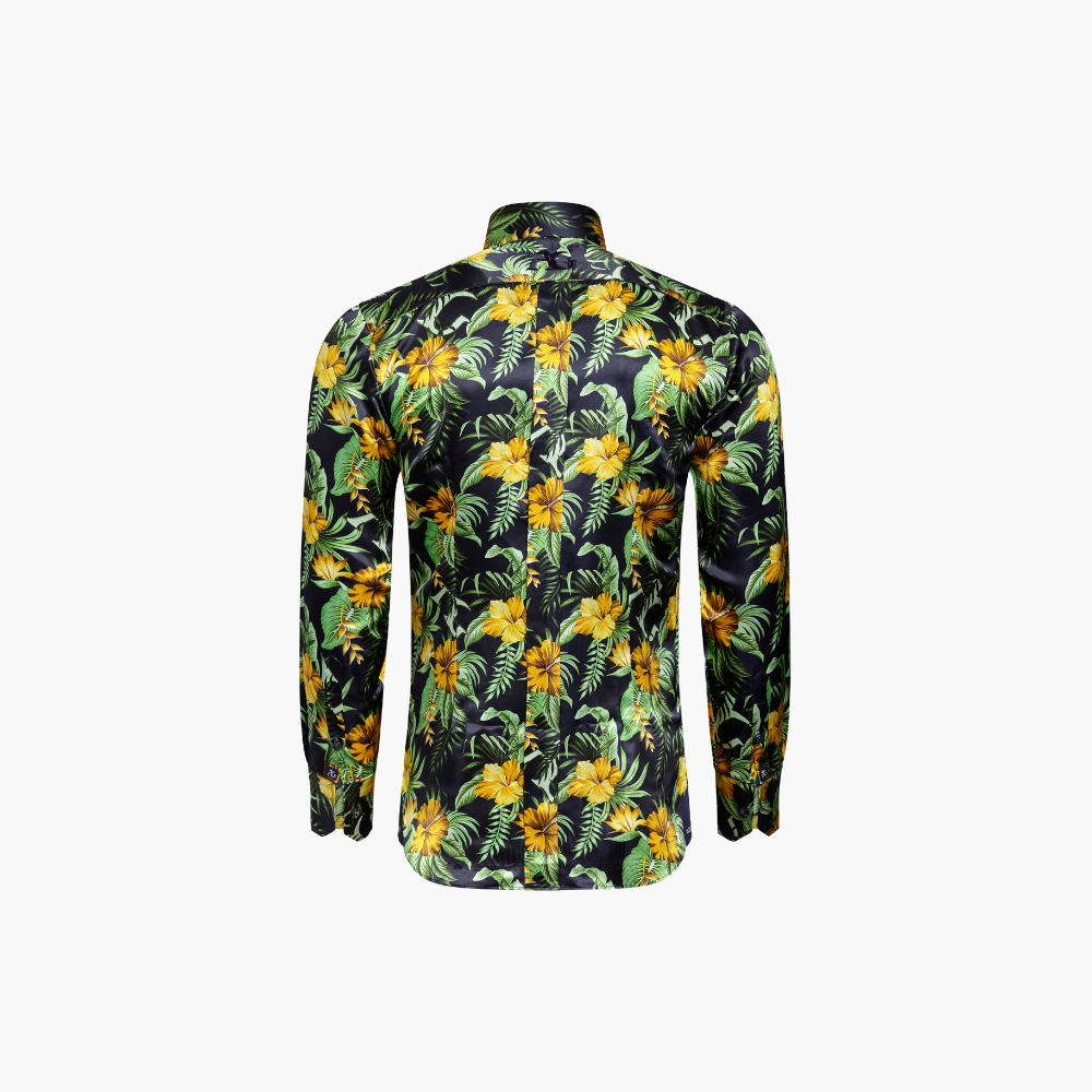 Green Silk Flower Gold Mason Shirt