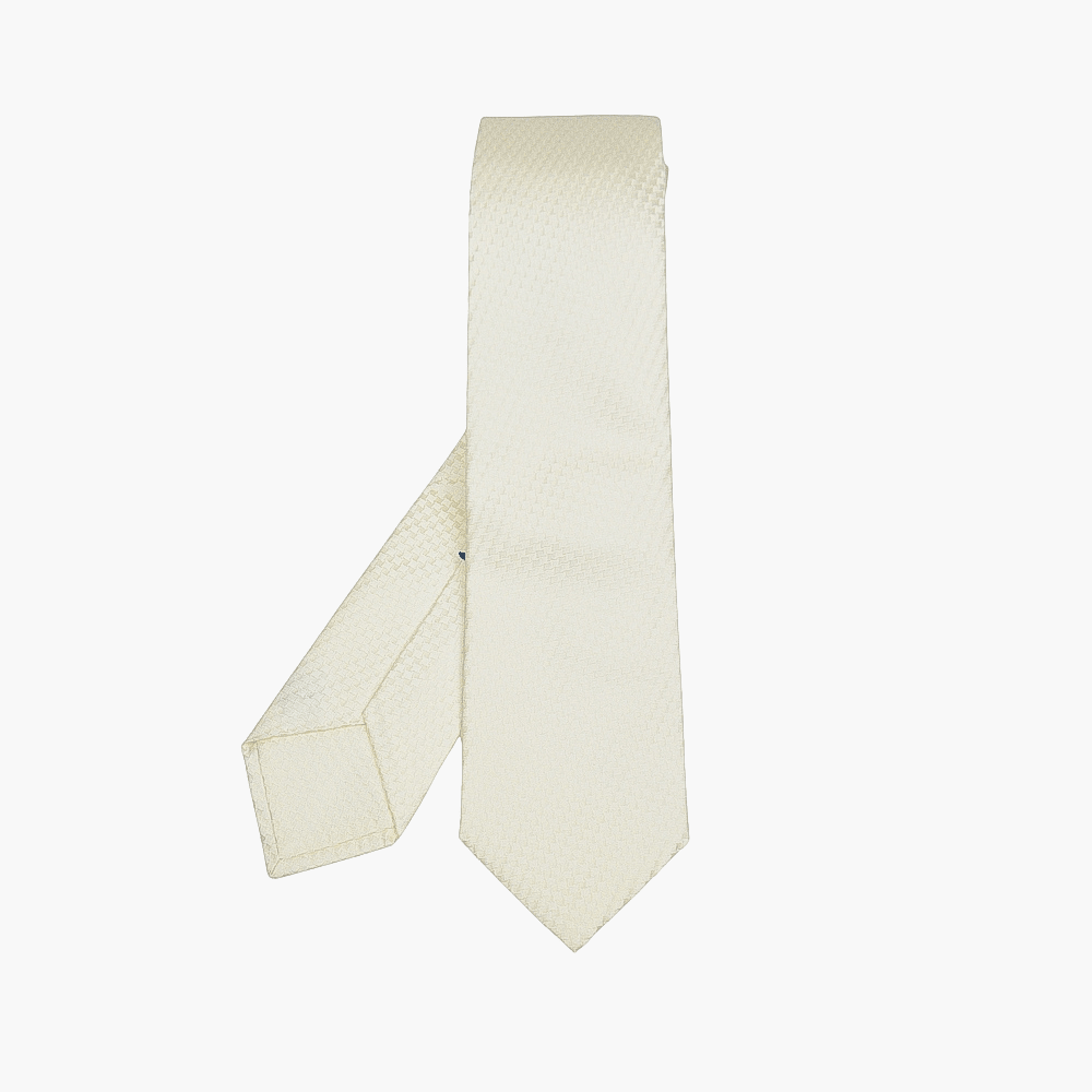 White Silk Tie - Angelo Galasso - Luxury Italian Menswear London