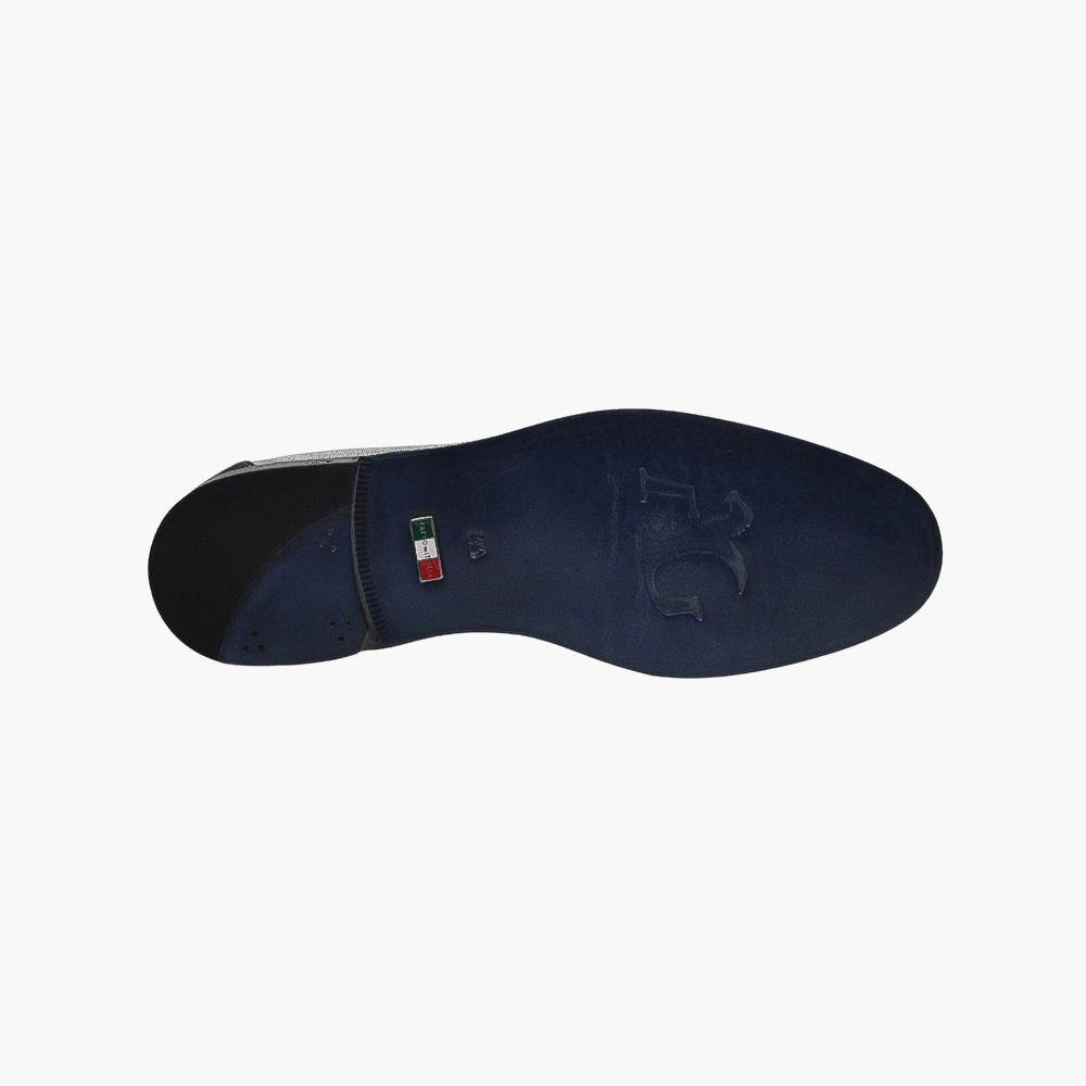 Blue & White Crocodile Slip-on Shoes - Angelo Galasso - Luxury Italian Menswear London