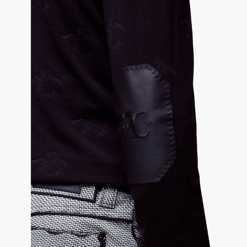 Black Wool & Cashmere Monogram V-Neck - A11MR0709F