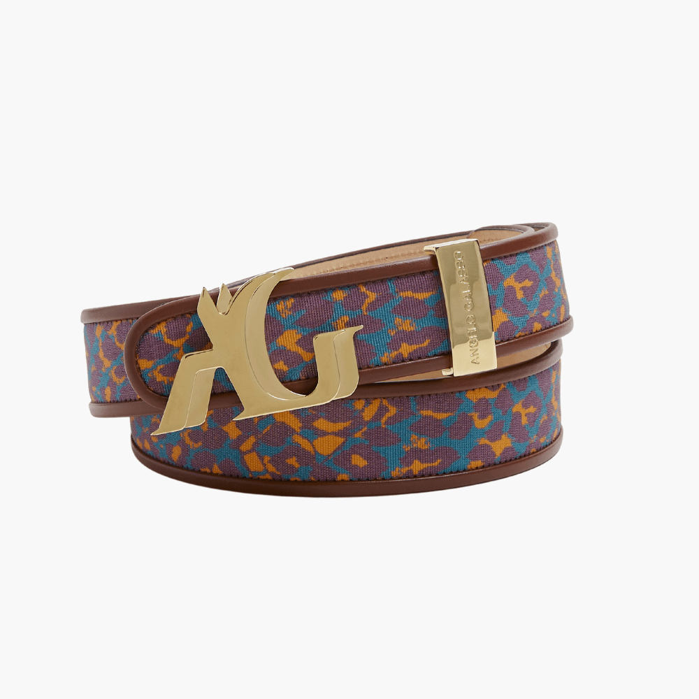 Spotted Printed Cotton Belt with AG Gold Buckle - Angelo Galasso - Luxury Italian Menswear London