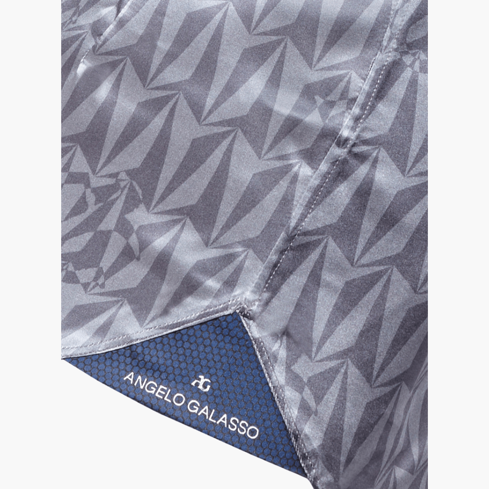 Grey Silk Optical AG Printed Corleone Shirt - Angelo Galasso - Luxury Italian Menswear London