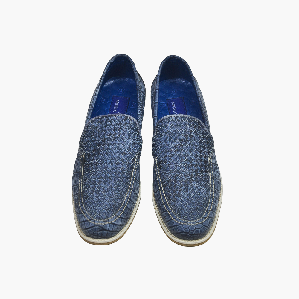 Blue Braided Crocodile Slip-on Shoes