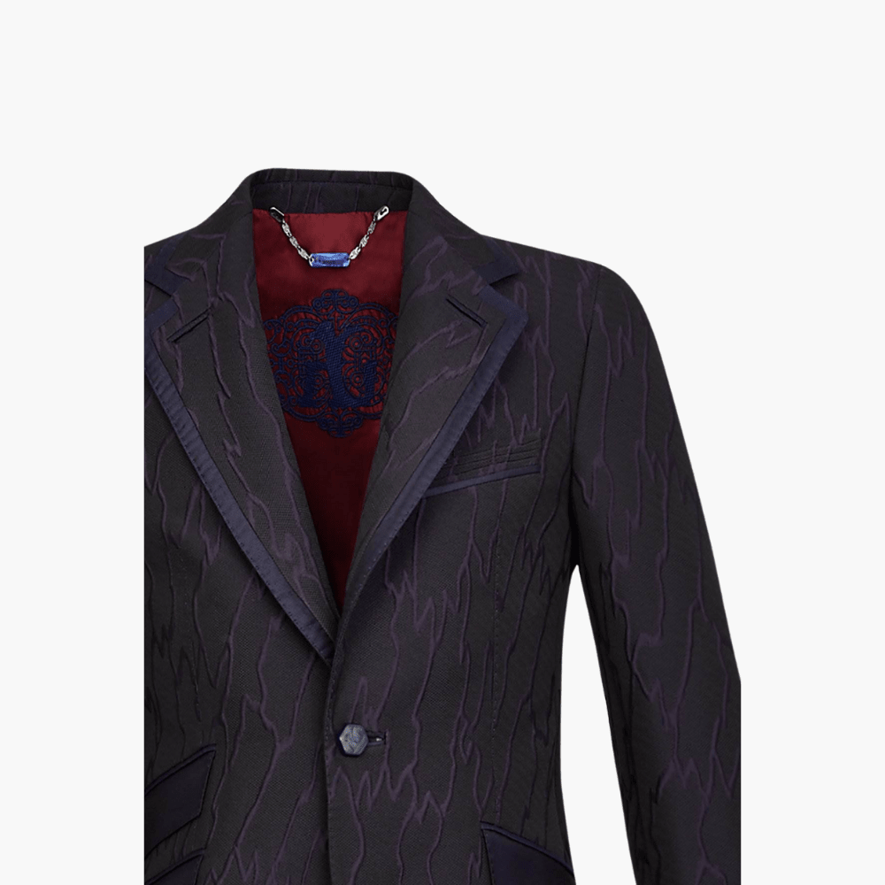 Blue Wood Effect Blazer - Angelo Galasso - Luxury Italian Menswear London