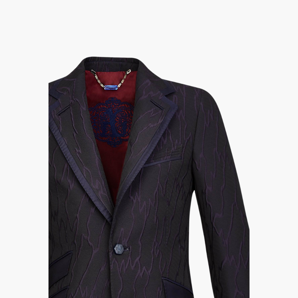 Blue Wood Effect Blazer - 19W2RIV03