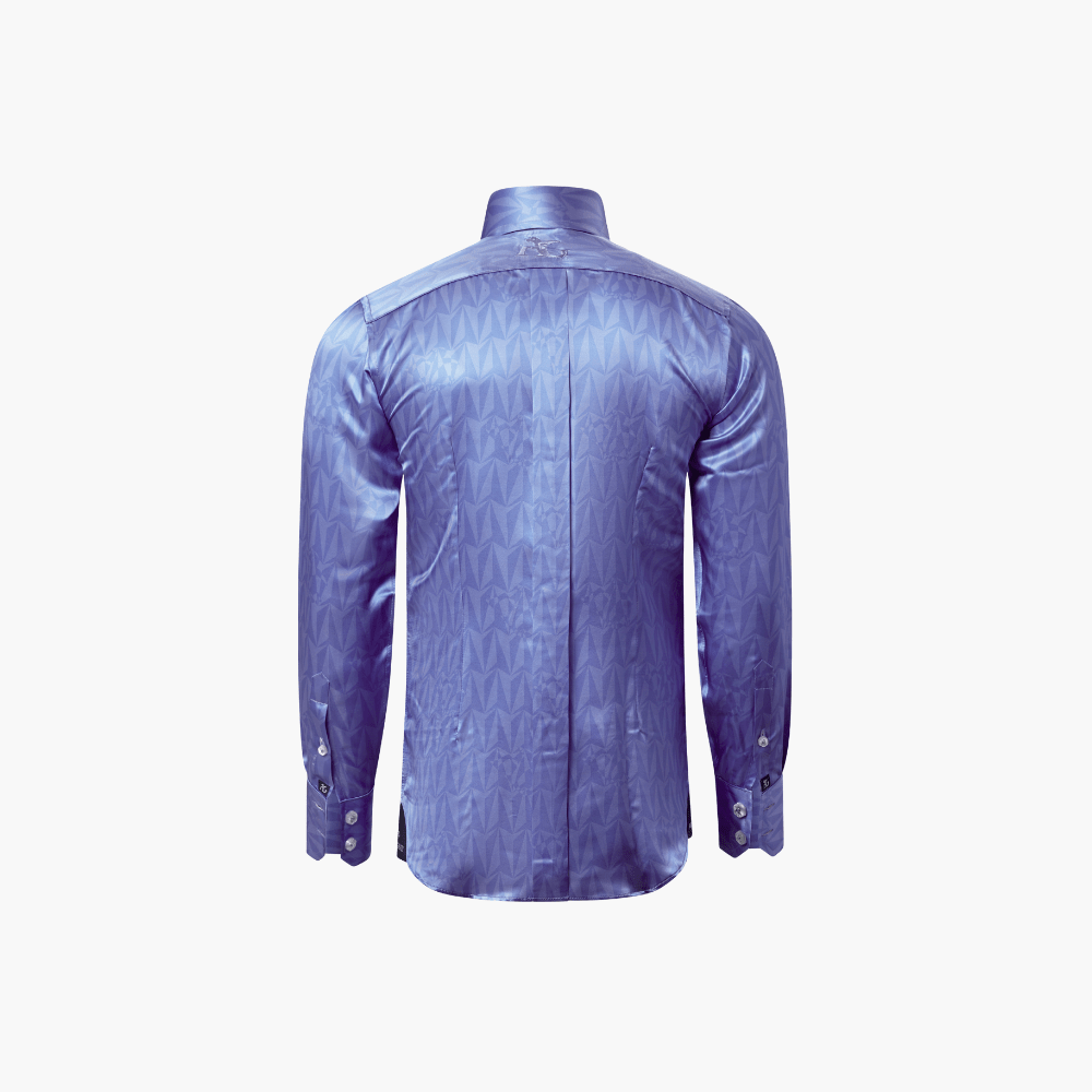 Blue Silk Optical AG Printed Corleone Shirt - Angelo Galasso - Luxury Italian Menswear London