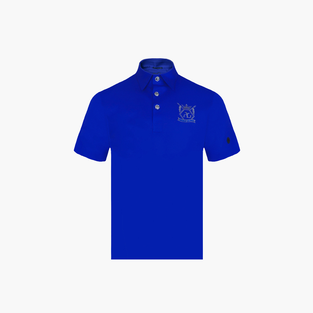 Blue Hexagonal Frisee Polo - AG22WTPLO03FL