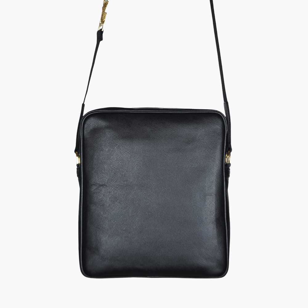 Black Saffiano Leather Messenger Bag - Angelo Galasso - Luxury Italian Menswear London