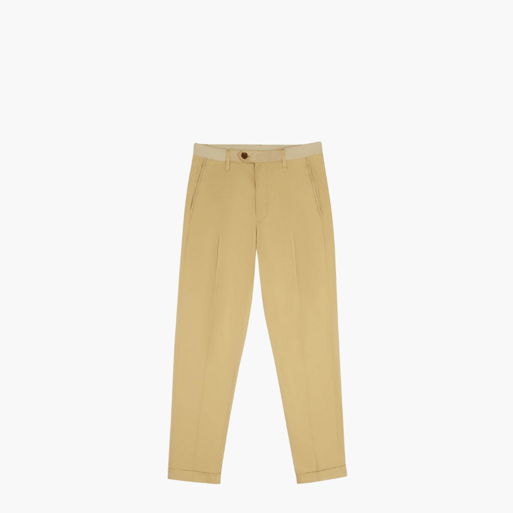Beige Double Pleat Chinos - Angelo Galasso - Luxury Italian Menswear London