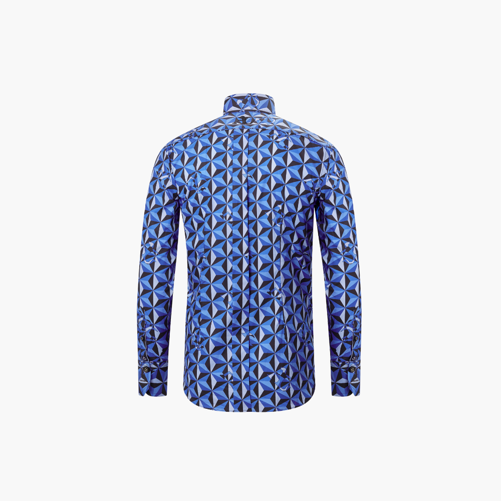 Blue Geometric Print Corleone Shirt