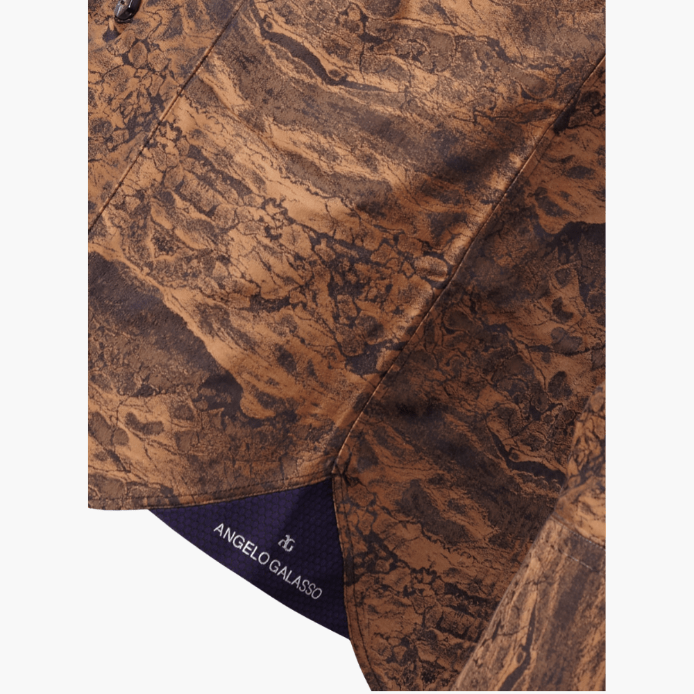 Brown Cotton Landscape Mason Shirt - Angelo Galasso - Luxury Italian Menswear London
