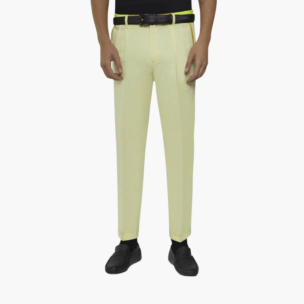 Yellow Double Pleat Chinos - Angelo Galasso - Luxury Italian Menswear London