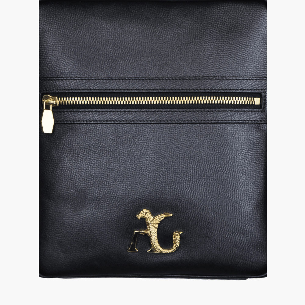 Black Saffiano Leather Messenger Bag - Angelo Galasso - Luxury Italian Menswear London