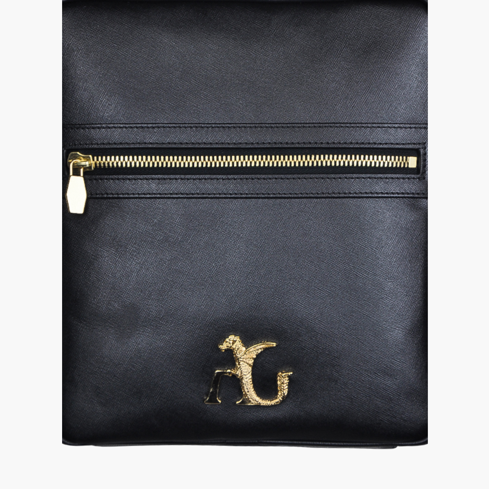 Black Saffiano Leather Messenger Bag - AG23WBMES03