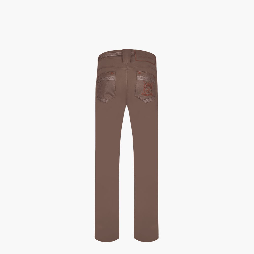 Brown Jeans with Hexagonal Logo - Angelo Galasso - Luxury Italian Menswear London