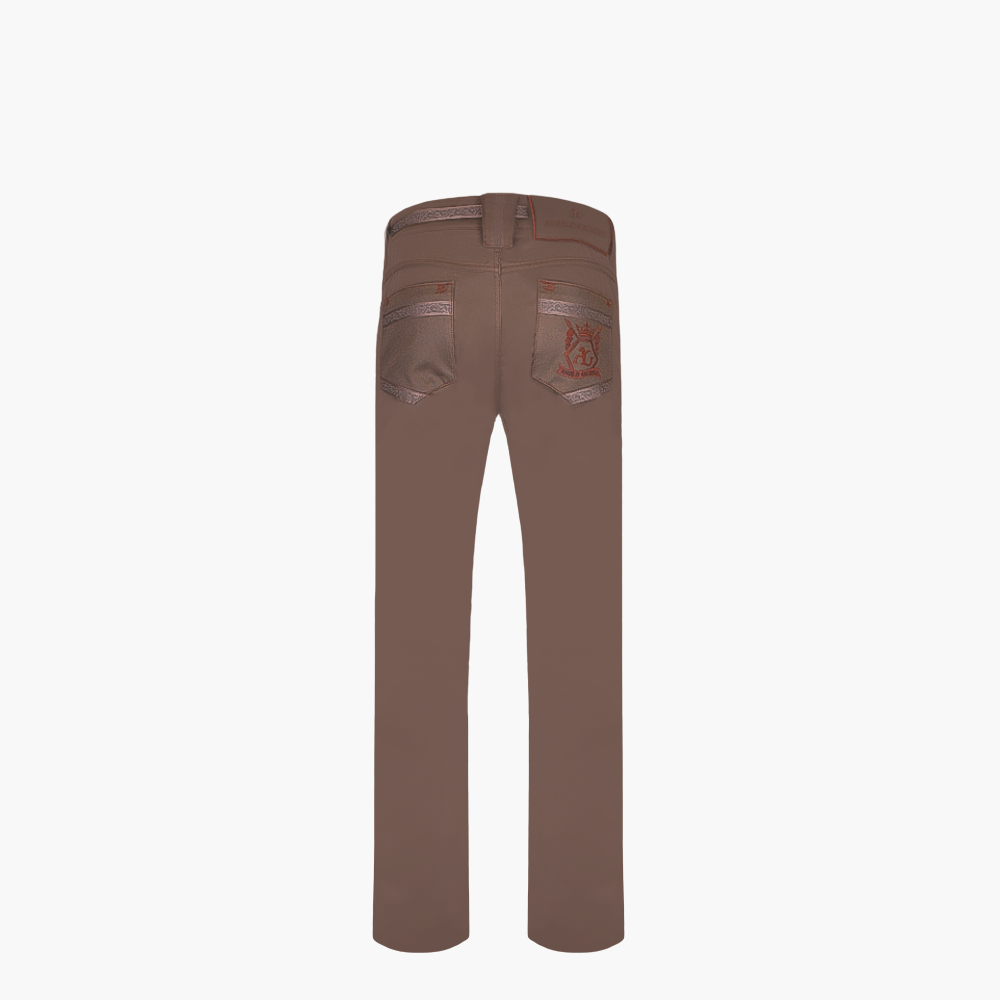 Brown Jeans with Hexagonal Logo - AG23SJJNS04FL